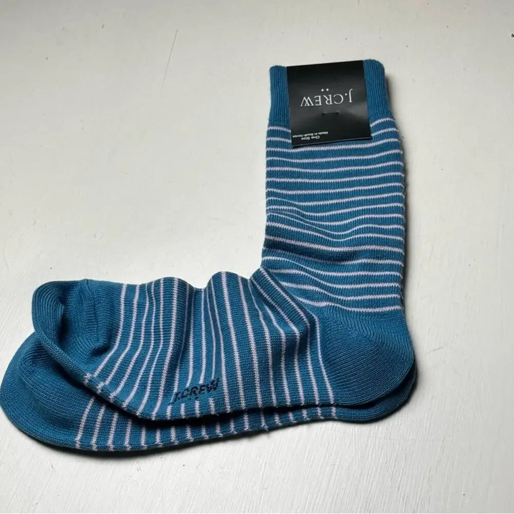 J. Crew Casual Style Blue Striped Socks Sz OS NWT